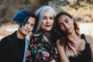 Mother and two daughters during photo session in Oakland, CA